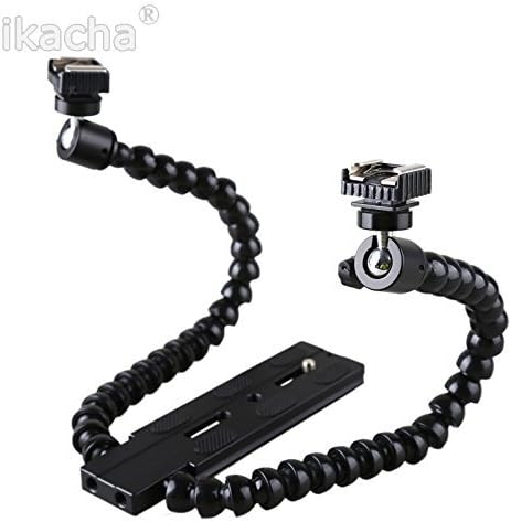 Flexible Dual/Twin-Arm/Hot Shoe Flash Bracket for Canon Nikon Pentax Macro Shot