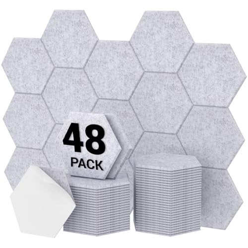 Hexagon Akustikplatten selbstklebend, TONOR Schallabsorber Schallschutz mit Hochdichte Wandfliesen Schall Dämmung für Studio, Büro, Akustische Behandlung und Wanddekoration