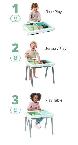 Skip Hop Discoverosity 3-in-1 Toddler Sensory Table with 13 Nature-Inspired Sensory Tools 8-Page Activity Guide 2 Bins and 2 Convertible lids, Age 18m+