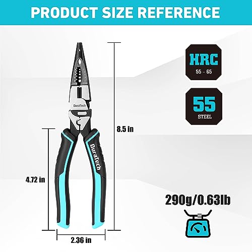 Duratech 6-In-1 Needle Nose Pliers, 8.5 Inch Multipurpose Long Nose Pliers With Wire Stripper/Crimper/Cutter Function thumb #5