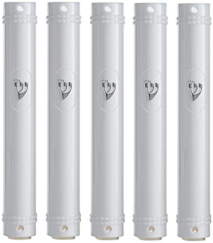 Mezuzah Case Holder (Shidell) בית מזוזה Plastic Semiround Silver Shin Waterproof Rubber Cork Lot Of 5 (White, 15) #TOP2