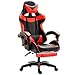 Produktbild ACEWD Racing Hochwertiger Bürostuhl Gaming Stuhl, Ergonomischer Gaming Stuhl Drehstuhl Mit Einstellbaren Armlehnen Mit Fußstütze,Rot