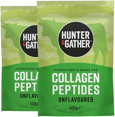 Bovine Collagen Powder 2 x 400g - Pure Unflavoured Premium Hydrolysed Bovine Collagen Peptides Powder for Hair Skin Nails Muscles (100% Recyclable Resealable Pouch)
