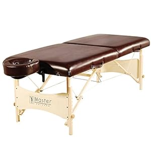 Master Massage Balboa mobiele massage-ligstoel, massagetafel, massagebank, inklapbaar, draagbaar, beauty bed, houten voeten, draagtas, pakket bruin glans