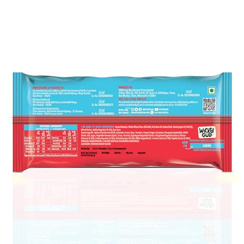 Image of Wickedgud Whole Wheat Masala & Curry Noodles 240g Pack of 2| No Maida | No Palm Oil | Source of Protein