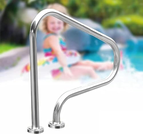 Pasamanos de piscina de acero inoxidable 304, seguro, antideslizante, para piscinas y parques acuáticos, color plateado inoxidable