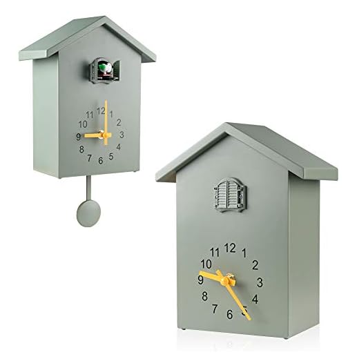 KEYPOWER Cuckoo Clock Cuckoo Wall Clock,Cuckoo Bird Voices Call, Design Clock Pendulum, Bird House, Wall Art Home Living Room Kitchen Office Decoration (Green)