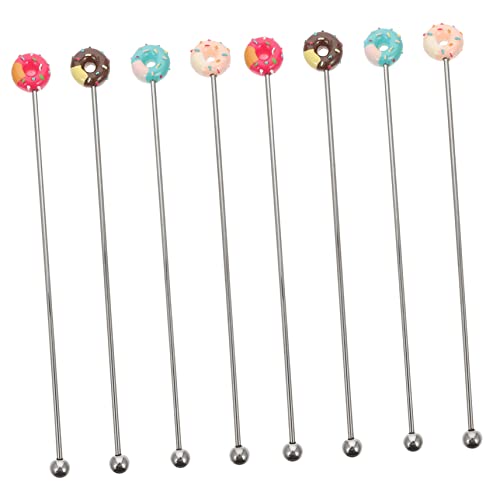 COLLBATH 8Pcs Stainless Steel Donut Cocktail Stirrers Reusable Drink Swizzle Sticks for Coffee Bar and Attractive Design for Beverages