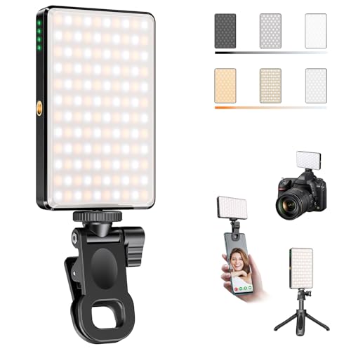 Luz de Video Profesional, 120 Leds Luz para movil con Clip 2500K-9000K CRI 95+ Recargable 3000 mAh, Luz Selfie para Teléfono Móvil, Computadora Portátil, Cámara