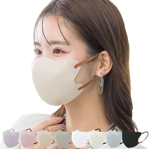 [一木良品] 小顔マスク 60枚入(10枚×6パック)/お徳用200枚(10枚×20パック) 3Dマスク 3層薄型 息しやすい 立体 バイカラー 不織布 血色 立体構造 3d カラー 高通気 おしゃれ くちばし 使い捨て 耳が痛くならない 花粉・ホコリ・PM2.5、ウイルス飛沫カット (グレージュ)の商品画像（Amazon）
