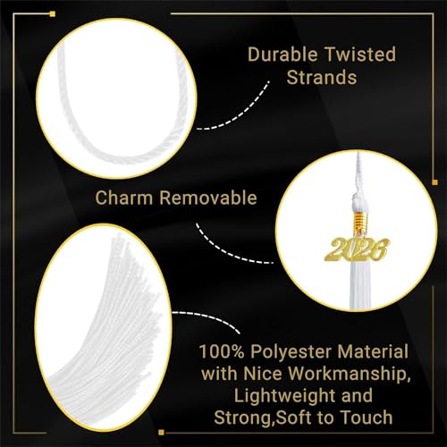 Image of 2026 Tassel Graduation,White Tassel 2026 for Grad Cap and Graduation Ceremony Accessory Decoration