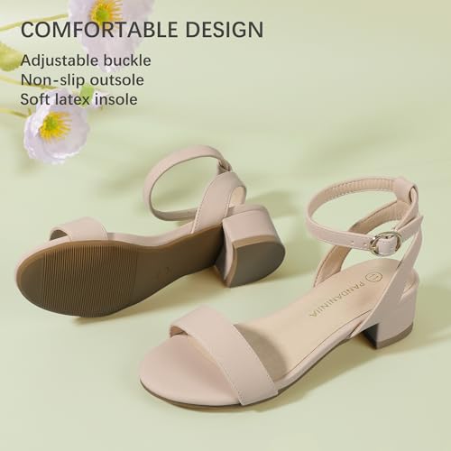 PANDANINJIA Girls Sandals Low Heels Dress Shoes Open Toe Flower Girl Wedding Party for Little Big Kid Dress Sandals3