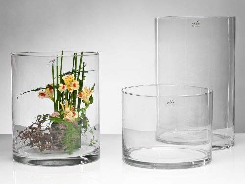 Sandra Rich, vaso di vetro Cyli cilindrico trasparente, tagliato a caldo, con diametro 25 cm, transparent, 1 pieces, 30 cm