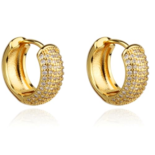 LOMISS BRINCO ARGOLA FOLHEADO A OURO 18K ZIRCÔNIA CRAVEJADA (Dourado, MÉDIO)