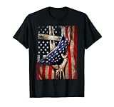 Vintage Retro Faith Over Fear Christian Cross American Flag T-Shirt