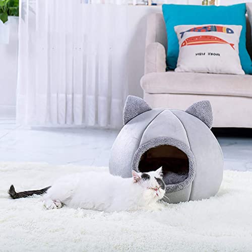 BeerMmay Katzenbett für Hunde Katzen mit abnehmbarem und waschbarem Kissen, Winter Haustierhaus warmes Katzenbett Haustiere Plüsch Welpennest