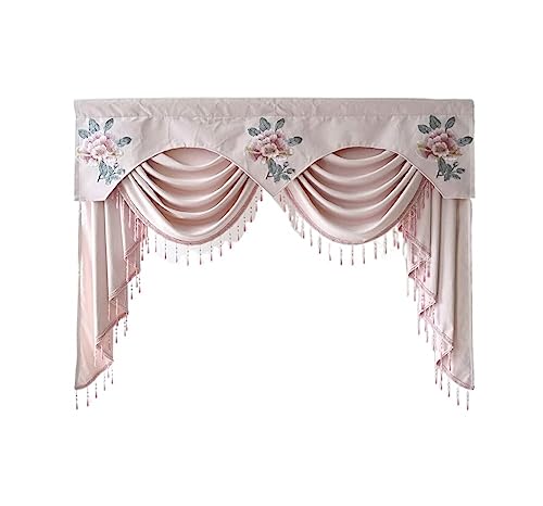 Cenefa de cascada bordada para salón con diseño de ondas y panel de cortina elegante 2