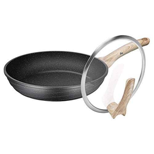 FEIGUO Sartén antiadherente Maifan Series de 26CM, fácil de limpiar, más cómoda de usar, sartén con tapa de vidrio