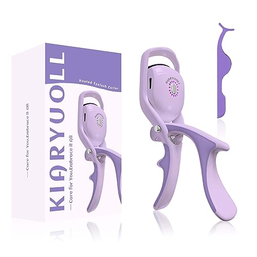 KIARYUOLL Electric Heated Eyelash Curler Kit Hot Lash Therapy Professional Eyelash Tools Battery Powered Lash Lifter Rechargeable Clamp for Various Eye Types Plastic Material (Colour Purple)