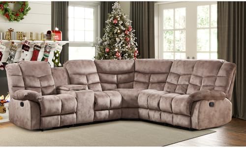 EBELLO Manual Reclining Sectional Sofa Set for Living Room, Soft ...