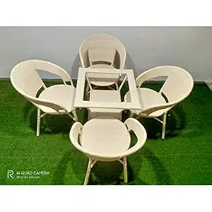 Indiid Homes D-12 Outdoor Indoor Living Room Garden| Chair Table Set 4+1 (4 Chair + 1 Table)| Furniture Set| Coffee Chair Table Set| Powder Coated|