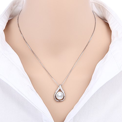 Nonnyl Real-Freshwater-Pearl-Necklaces For Women, Cultured Pearl Pendant Fine Jewelry White Pearls Necklace Valentines Day Mothers Day Gifts For Wife Mom Girlfriend, Anniversary Birthday Gifts For Her #TOP1