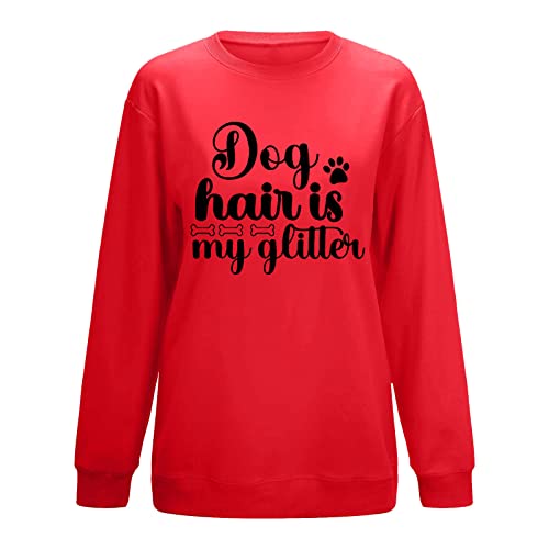 Moletom feminino Dog Hair Is My Glitter engraçado para amantes de cães presente de manga comprida ca
