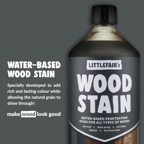 Littlefair's Wood Stain Water-Based - (Light Oak) – Non-Toxic, Eco-Friendly & Quick Drying - Easy-to-Apply, Concentrated Formula for All Wood Types – 500ml