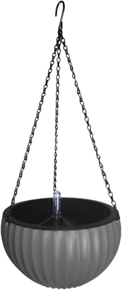 Cabilock Thickened Automatic Water Flowerpot Round Hanging Basket for Use Grey Height Self-Watering Design Visible Water Level for