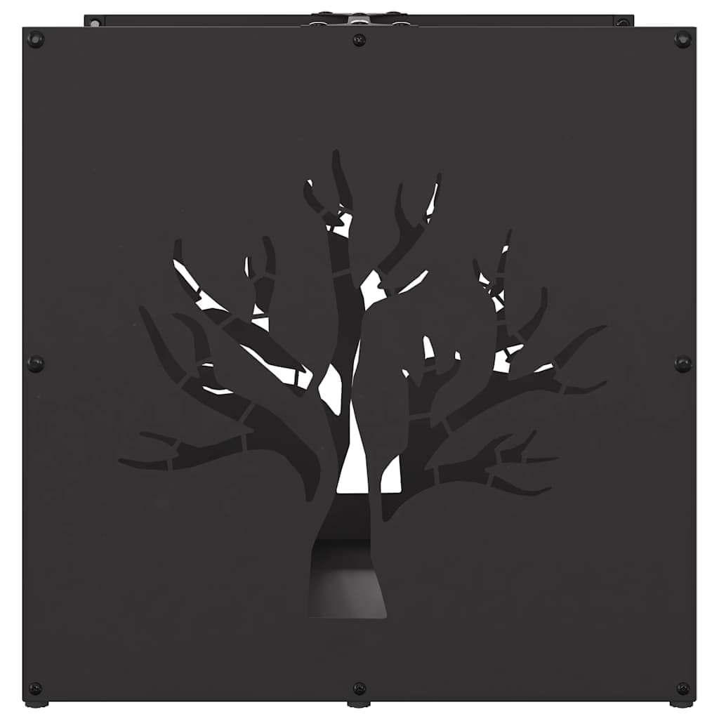 Estantería para leña negra 40 x 40 x 40 cm de acero laminado en frío, leña, estante de madera, soporte para leña para interior, salón, horno, terraza, almacenamiento ordenado y apilamiento en