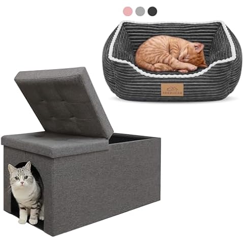 Zerbuger Cat Dog Pink Bed for Small Pets up to 20lbs, Rectangle Pet Bed Gift for Puppy and Kitten, Cat Litter Box Enclosure Furniture, Hidden Litter Box Furniture Ottoman Extra Large Flip-Up Lid Cover