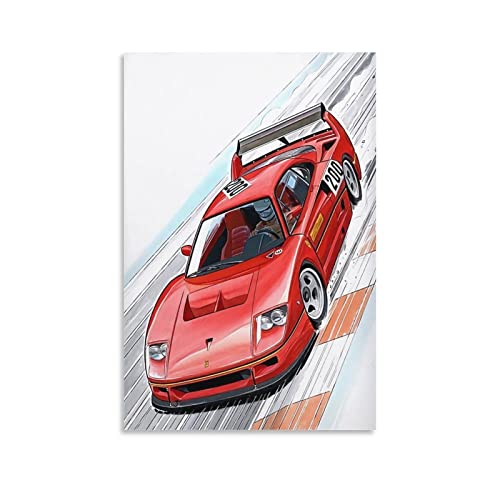ASDSA Car Poster Ferrari F40 Vintage Poster Canvas Art Poster And Wall Art Picture Print Modern Family Bedroom Decor Posters 08x12inch(20x30cm)
