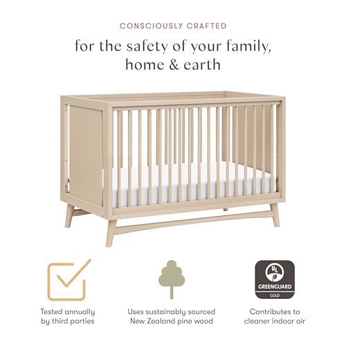Image of Babyletto Peggy 3-in-1 Convertible Crib with Toddler Bed Conversion Kit in Taupe, Greenguard Gold Certified