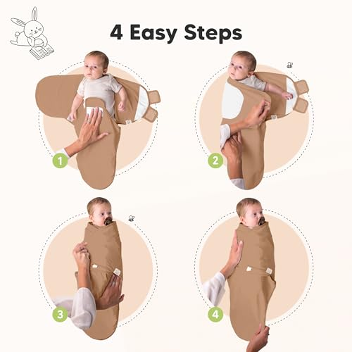 Image of 3-Pack Organic Baby Swaddle Sleep Sacks - Swaddles for Newborns, Infant 0-3 Months, Baby Girls, Boys, Soft & Snug Newborn Sleep Sack, Nursery Swaddling Blankets (Lil Fawn, OS)