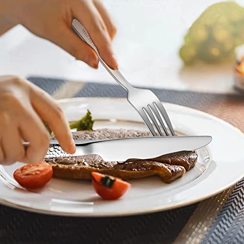 Hammered Silverware Set, Paincco 40-Piece Stainless Steel Square Flatware Set For 8, Tableware Cutlery Set, Utensil Set For Home Restaurant, Includes Fork Knife Spoon, Modern Design, Dishwasher Safe #TOP5
