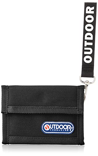 Outdoor Products Trifold Wallet, Velcro, Money Storage, Coin Storage, Card Pocket, Lightweight, Black, One Size