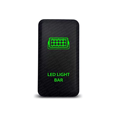 CH4X4 Push Switch for Toyota Tacoma, FJ Cruiser, Land Cruiser, Fortuner, Hilux, 4Runner, Prado 12V 3Amp - LED Light Bar Symbol - Green LED