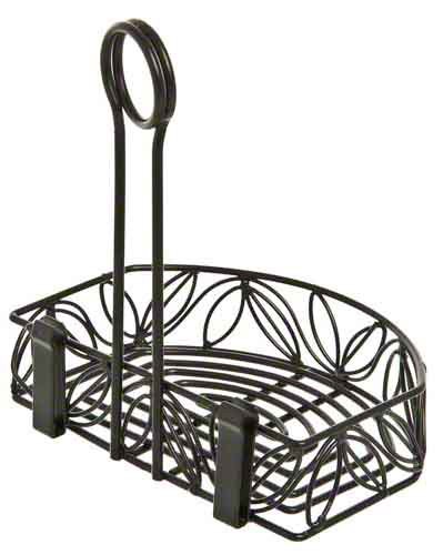 American Metalcraft CRL86 Wrought Iron Semi-Round Condiment Caddy w/Leaf Design