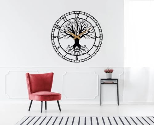Image of Stylish Metal Wall Clock for Living Room, Bedroom, Office, Kitchen, Home and Hall | Antique Fancy Big Size Modern Wall Watch for Home Decor (DA-40, 50 CM)