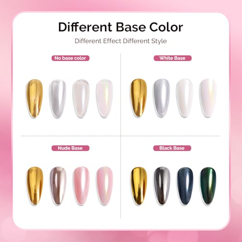 Image of MelodySusie 4Pcs Chrome Nail Powder for Gel Nails, Aurora Fine Glitter Powder Mirror Effect Pigment Pearlescent Mermaid Pigment Pearl Glitter for Home DIY Salon Use