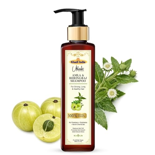 Image of Khadi Utkrisht Amla & Bhringraj Hair Shampoo for Hair Growth & Hair Fall Control | Herbal Shampoo for Strong, Thick & Healthy Hair | Suitable For All Hair Types- 200ML