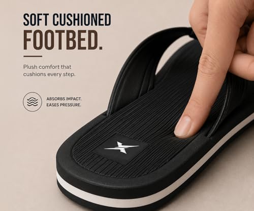 Image of Kraasa DailyStep Men's Diabetic Footwear | Doctor Inspired | Wide Toe Box | Orthopedic Flip Flop | Pressure-Relief Cushion | Anti-Skid Waterproof EVA Slipper for Men