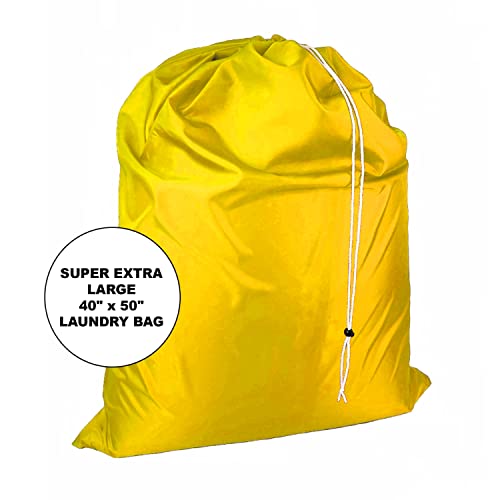 Super Extra Large Huge Heavy Duty Nylon Laundry Storage Bags With Drawstring, Durable, Machine Washable 40" X 50", Choose The Color (Yellow) #TOP2