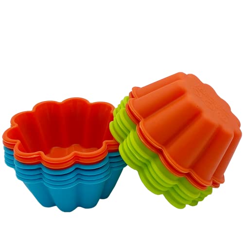 12 Pieces Silicone Big Muffin Molds Baking Cups Cupcake Moulds Flower Cup Cake Liners 3Inch #TOP3