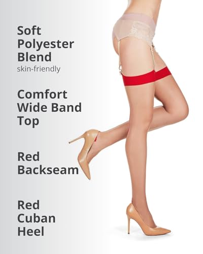 Image of MeMoi Plus Backseam Thigh High Stockings for Women, Comfortable Sheer Thigh High Stockings - Sizes Small - Q2