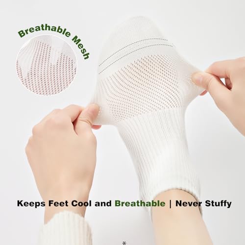 جوارب قطنية متوسطة الطول مضادة للبكتيريا وماصة للرطوبة وجيدة التهوية بدون درزات عند الأصابع للنساء من زولي® (عبوة من 6 أزواج) - مزيج من الرمادي الفاتح وبينك وأزرق سماوي ولافندر وأخضر مينت وأصفر كريمي