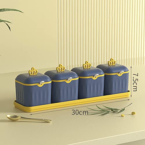 Pots à épices avec couvercle et cuillère bleu pour une table conviviale