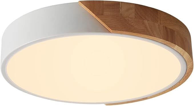 LuFun LED-Plafondlamp, 24W Moderne Ultradun Ronde Houten Lamp Armaturen voor Slaapkamer Woonkamer Keuken Eetkamer Kantoor Hal Balkon Gang, Ø30cm*5cm, Warm wit 3000K