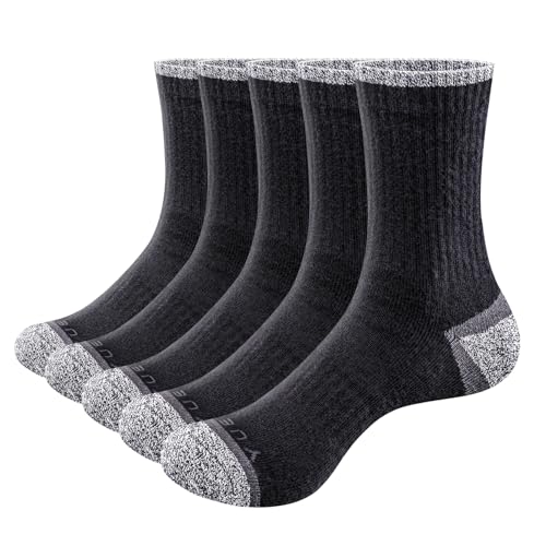 Women's Cushioned Crew Socks Moisture Wicking Gym Tennis Running Training Casual Athletc Socks For Women, 5 Pairs