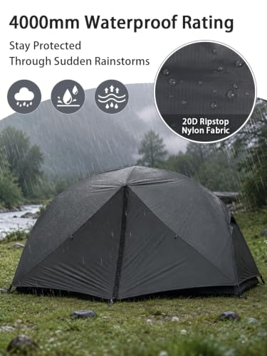 Carpa para mochilero ligera para 2 personas Roveity RQ-SY2R, impermeable 4000mm, doble capa, liviana, para 3 estaciones miniatura 3
